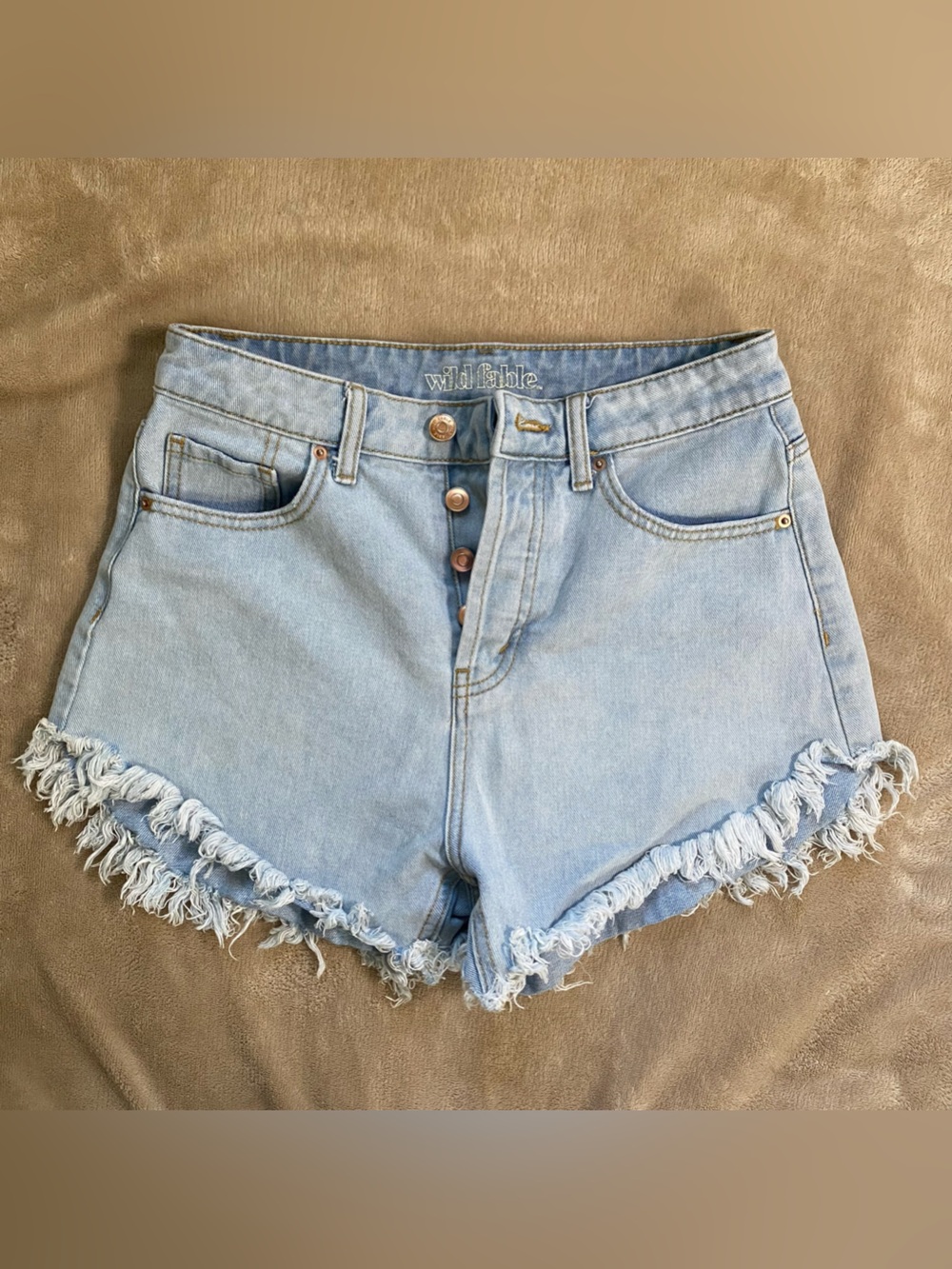 Wild Fable Light Blue Frayed Hem Denim Shorts